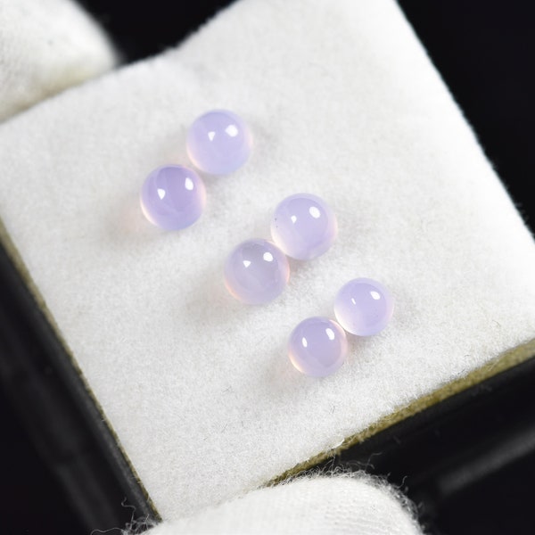 3 pairs Purple Chalcedony designer cabochons, top grade "Holly Blue" material from Oregon