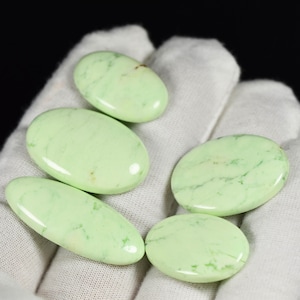 Lemon Chrysoprase designer cabochon set, rare! image 1
