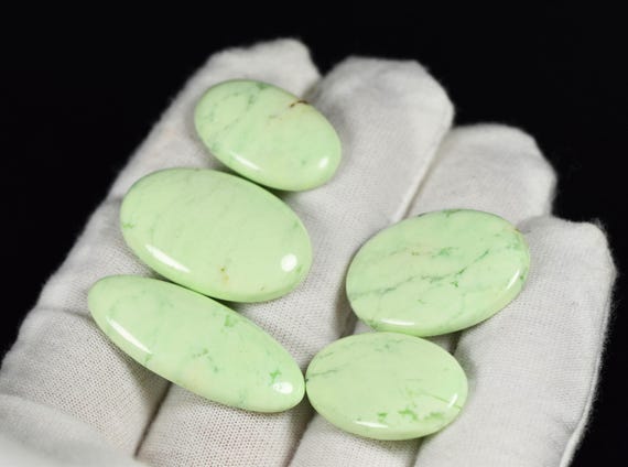 Lemon Chrysoprase designer cabochon set, rare!