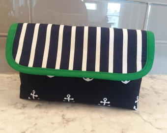 Anchor. Makeup Bag with Brush Holder. Makeup Bag. Cosmetic Bag. Makeup Organizer. Travel Bag.