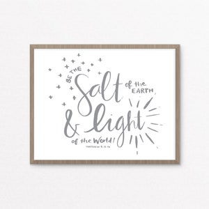 Be the SALT of the Earth LIGHT of the World Matthew 5 // Art print Printable Bible Verse Inspirational quote Téléchargement instantané image 3