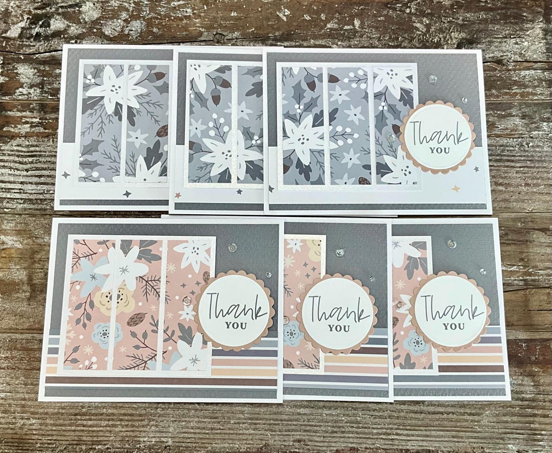Floral Thank You Card Set – Embossed Paper Cards, Sequins, Blank Inside ...