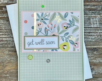 Floral Get Well Soon Card - Feel Better Card - Wishing You Well Card