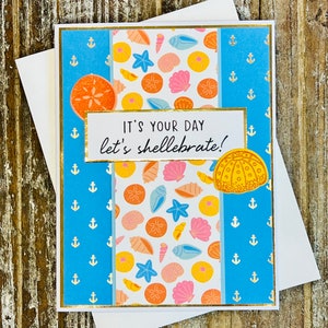 Beach Birthday Card - Sea Shells Birthday Card - Beach Themed Birthday Card