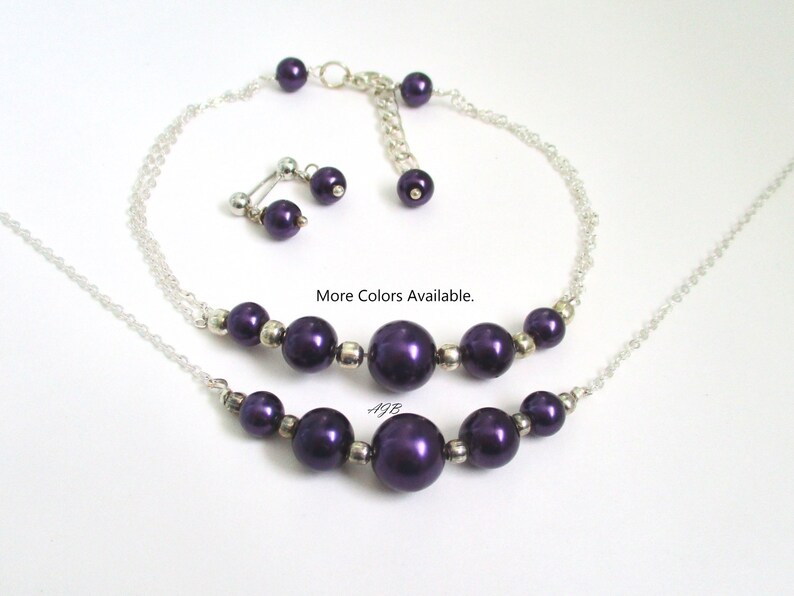 Dark Purple Bridesmaid Jewelry Gift Set Bridal Party Jewelry Bridal Gifts Bridal Party Gifts Maid of Honor Gift Bridesmaid Gift