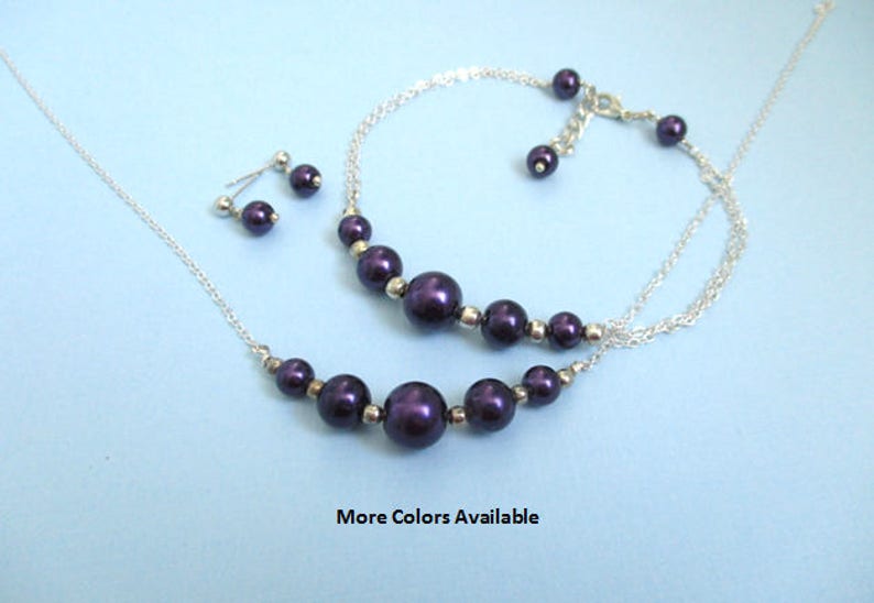 Dark Purple Bridesmaid Jewelry Gift Set Bridal Party Jewelry Bridal Gifts Bridal Party Gifts Maid of Honor Gift Bridesmaid Gift