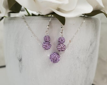 Rhinestone Floating Necklace and Drop Earring Jewelry Set, Gift For Bridesmaid Proposal, Present For Bridal Party, Bridal Party Asking Gifts