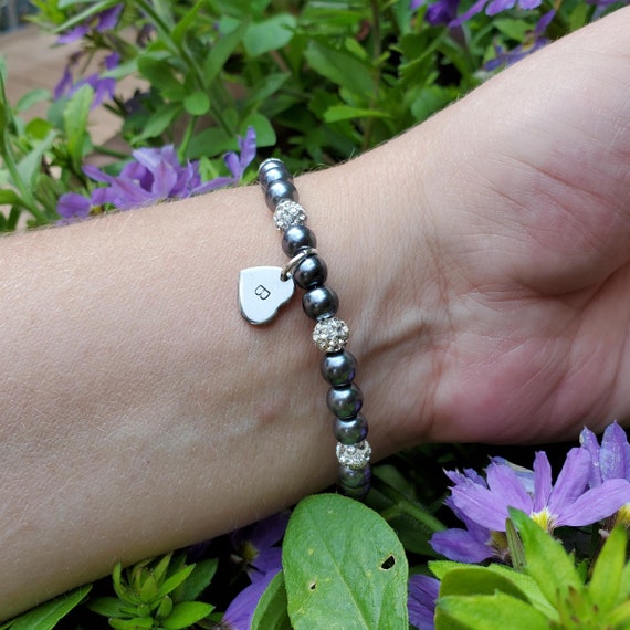 Personalized Pearl Charm Bracelet 