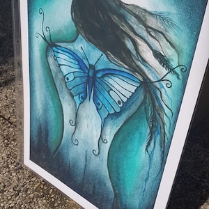 emerging woman, watercolour, wings, goddess, warrior woman, spiritual art, healing art, art prints, angel, fairy woman, fae, pheonix art