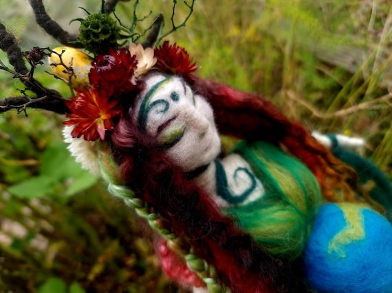 CUSTOM ORDER Mother earth art doll, Gaia, art doll, spirit doll, needle felting, felted doll,
