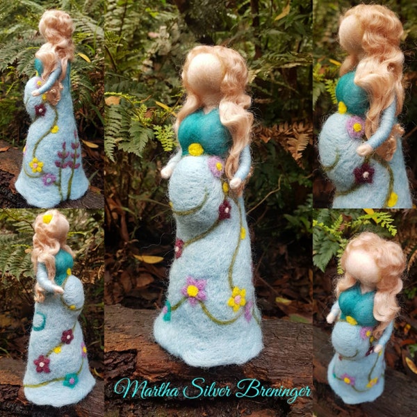 CUSTOM MADE Mother/fertility Goddess, mother, baby, spirit doll, maternity, felt, custom art, soft sculpture, flower art, birth,