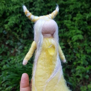 CUSTOM MADE Goddess, sunlight, dolls, felt doll, moon, luna, yellow, sunshine, wiccan, goddess doll, crystal doll, crescent moon, altar doll