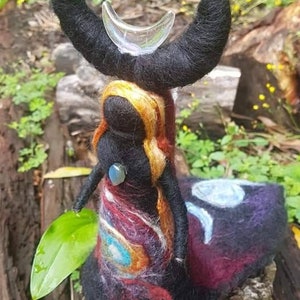 CUSTOM MADE Triple Goddess cosmic, cosmic, triple Goddess,  moon, Luna, moon phases, spirit doll, felt doll, goddess statue, crescent moon