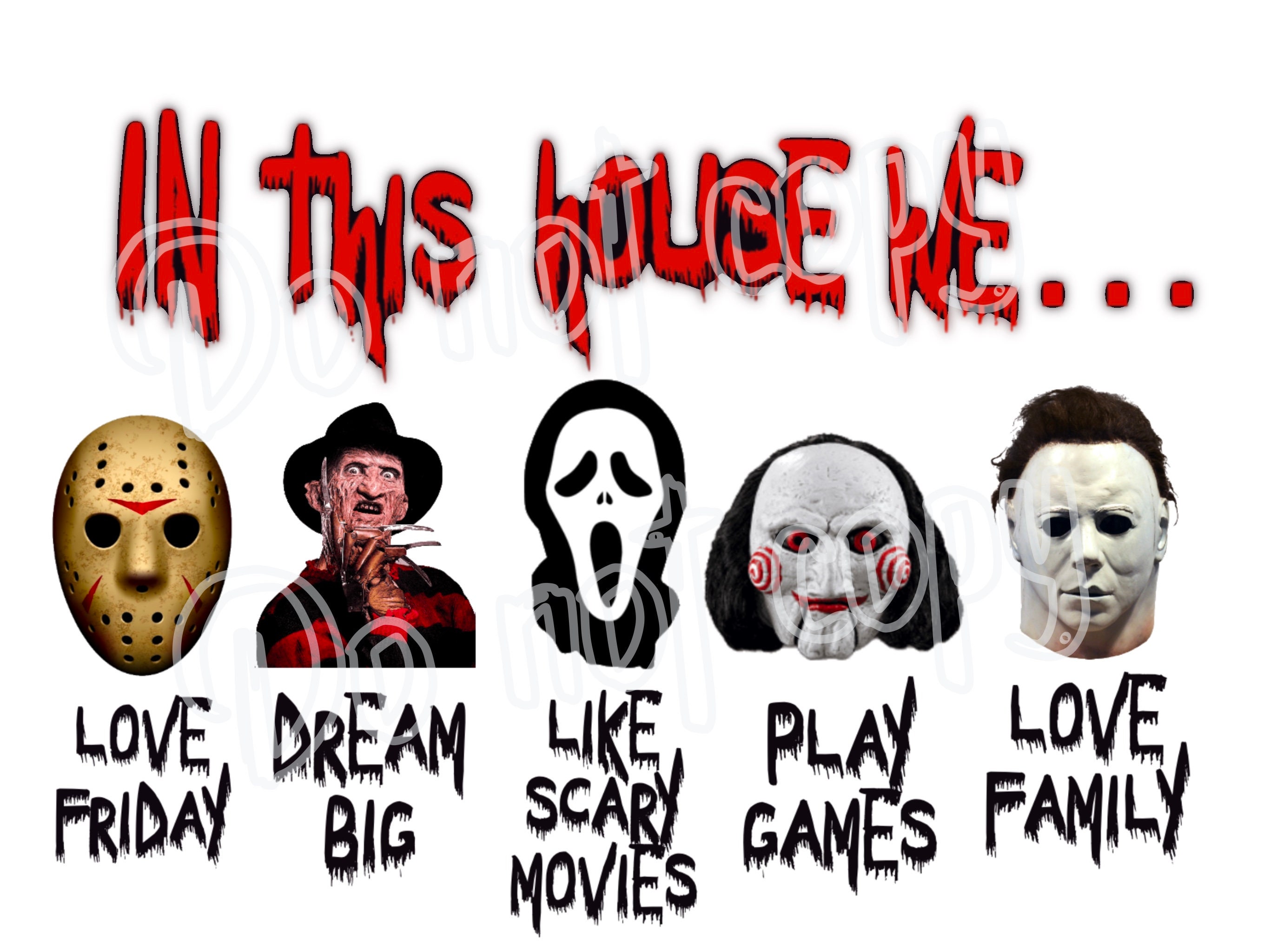 Halloween Horror PNG in This House With Bonus Background - Etsy UK