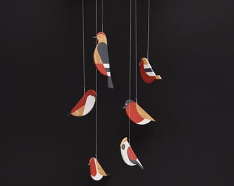 Christmas Birds Mobile /wood Mobile /