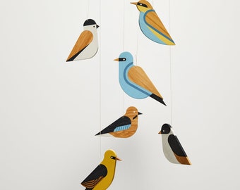 Baby mobile, Birds Mobile, wooden decoration, baby decor, wooden birds, Nursery Mobile, hanging decor, baby room, wall decor