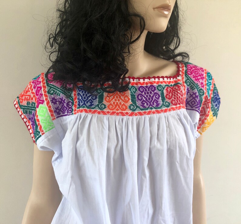 top embroidered by hand very cool traditional typical Mexican peasant blouse