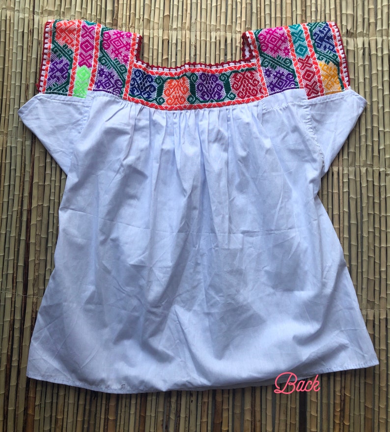 top embroidered by hand very cool traditional typical Mexican peasant blouse