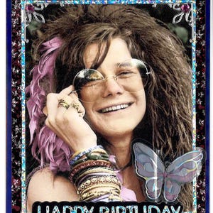 Cartão de aniversário de Janice Joplin