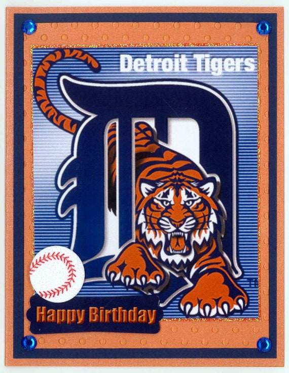 Detroit Tigers Birthday Card Etsy