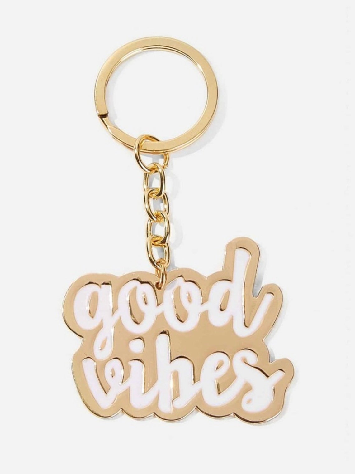 Good vibes keychaincar keyskeychainaesthetic keychaingold Etsy