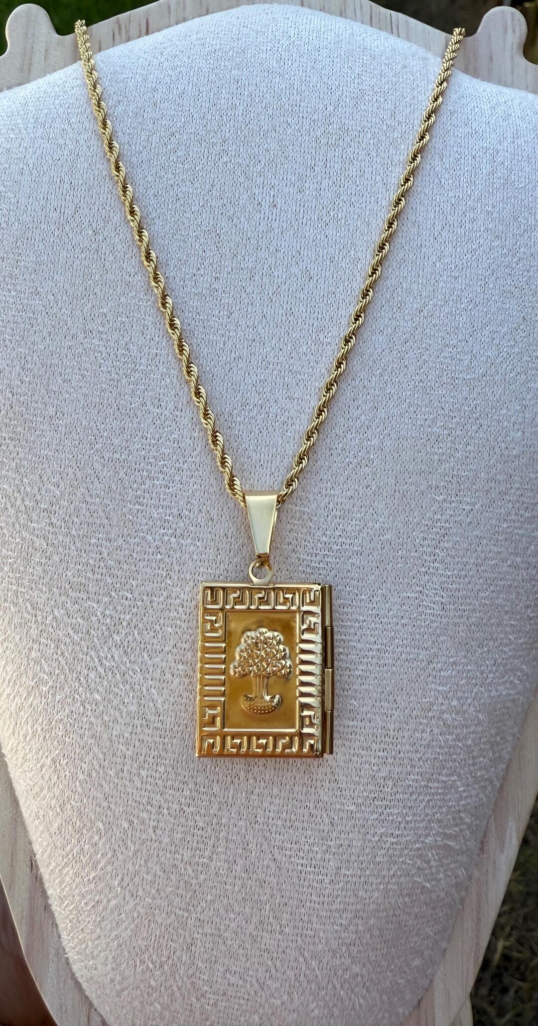 Gold Tree of Life Locket Necklace - Stainless Steel Rope Chain - Etsy