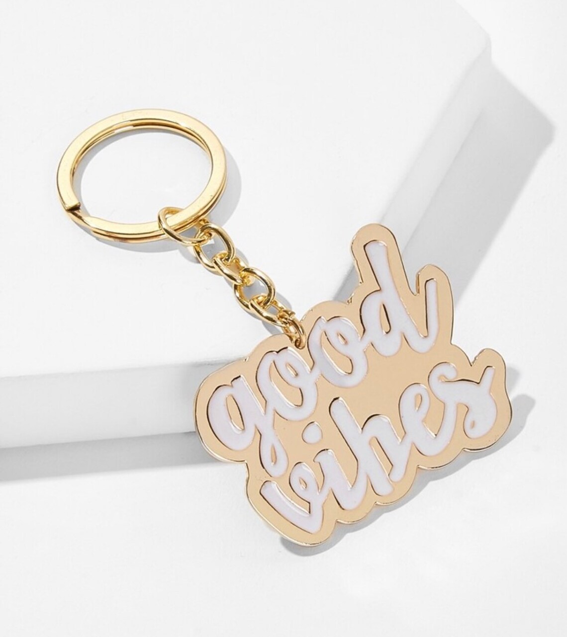 Good vibes keychaincar keyskeychainaesthetic keychaingold Etsy