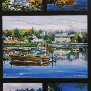 Lake Houses quiltstof paneel van Elizabeth Studio