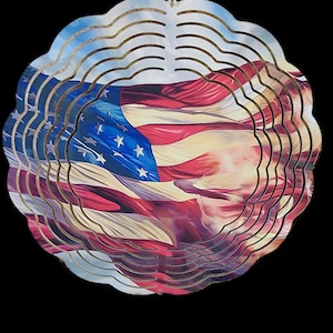 USA Flag Wind Spinner: 10&quot; Aluminum Patriotic Decor
