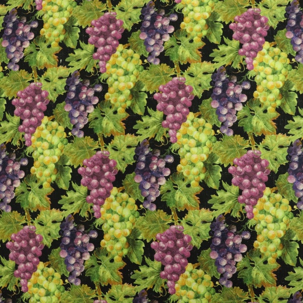 Life Happens Wine Helps - Grapes Fabric By The Yard, Northcott Fabrics