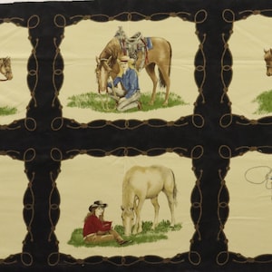 Paneel cowgirl landelijke zwarte quiltstof ~ Moda Fabrics