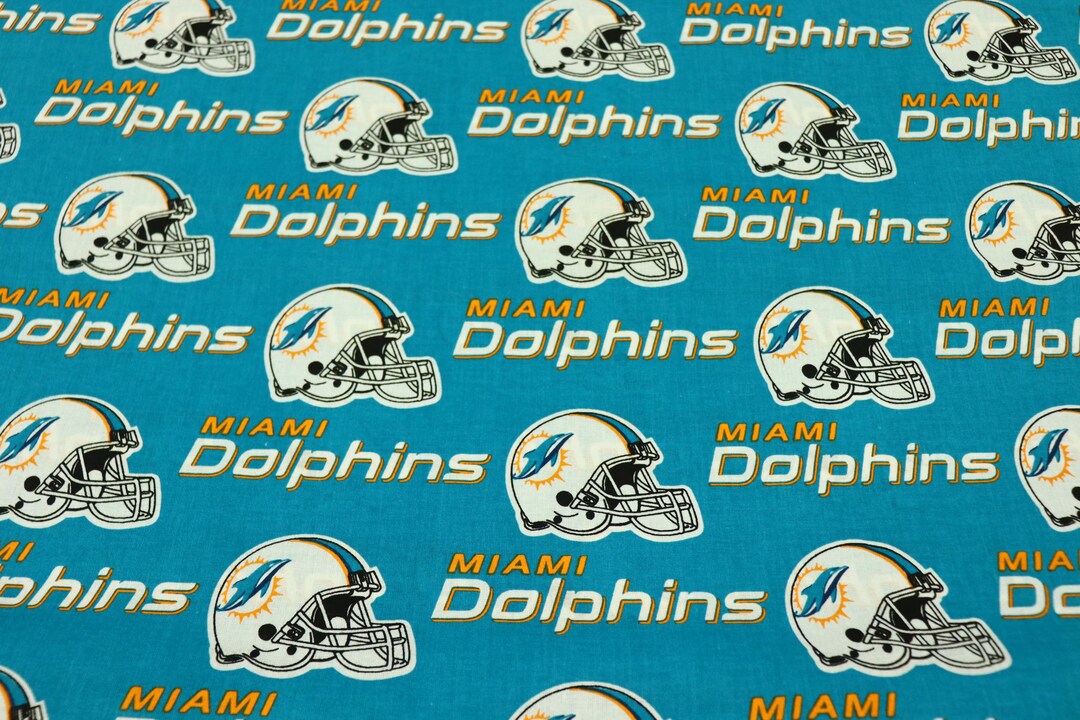 NFL Miami Dolphins Light Teal Background 59" Wide Quilt Fabric - Etsy