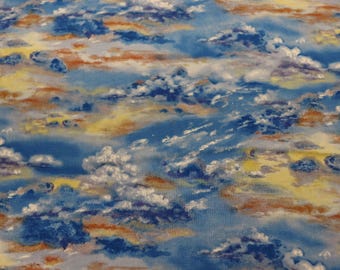 Landscape Medley Multi Color Clouds Quilt Fabric  By Elizabeth Studios