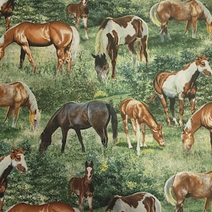 Valley Crest Horse Scenic Quilt Fabric  By Springs Creative