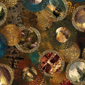 Legendary Journeys Quilt Collection Emblems Quilt Fabric  by In The Beginning Fabrics