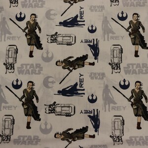 Star Wars The Force Awakens Rey White Background Quilt Fabric  By Camelot Fabrics