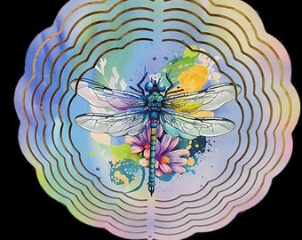 Bright Colored Dragonfly Wind Spinner - 10" Aluminum Decoration