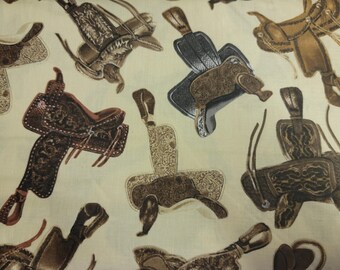 Wild Wild West Saddles Quilt Fabric  by Kanvas Studios