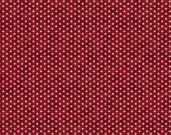 Tessuto per trapunta a stelle e strisce Stonehenge rosso con stelle color crema di Northcott Fabrics