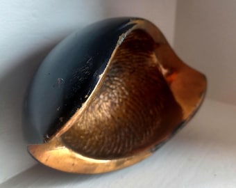 Vintage Gold Gilt Metal Ashtray: Modernist Hervé van der Straeten Style