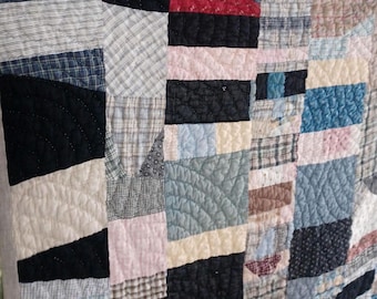 Handstitched vintage crazy quilt, Collectible,  As-is condition. Farmhouse Home Decor