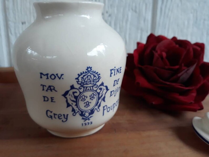 French Vintage Mustard Jar Grey Poupon Porcelain Shabby image 0