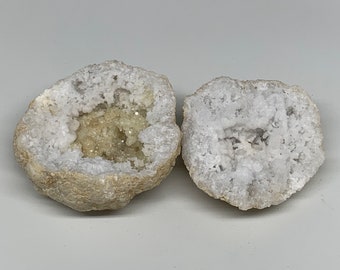 Mineral 652 Grams,4.3x 3.4x 3.4,2pcs ,Natural Untreated Quartz Geode Crystal Sculpture 1pair Home Decor Specimens,Raw Material,E0050