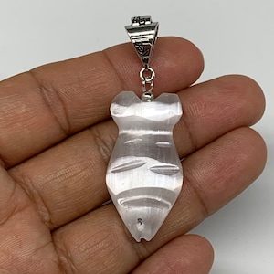 1pc, 6-9g, 1.4&quot;, Selenite Pendant Fish Shape Polished, Polished Selenite Crystal, Healing Crystal, Healing Stone, Gemstone