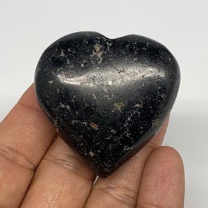 79.7 Grams, 1.9&quot;x1.9&quot;x0.9&quot;, Natural Black Tourmaline Heart Polished Gemstone, Home Decor, Collectible, Minerals, Gemstone, E01121