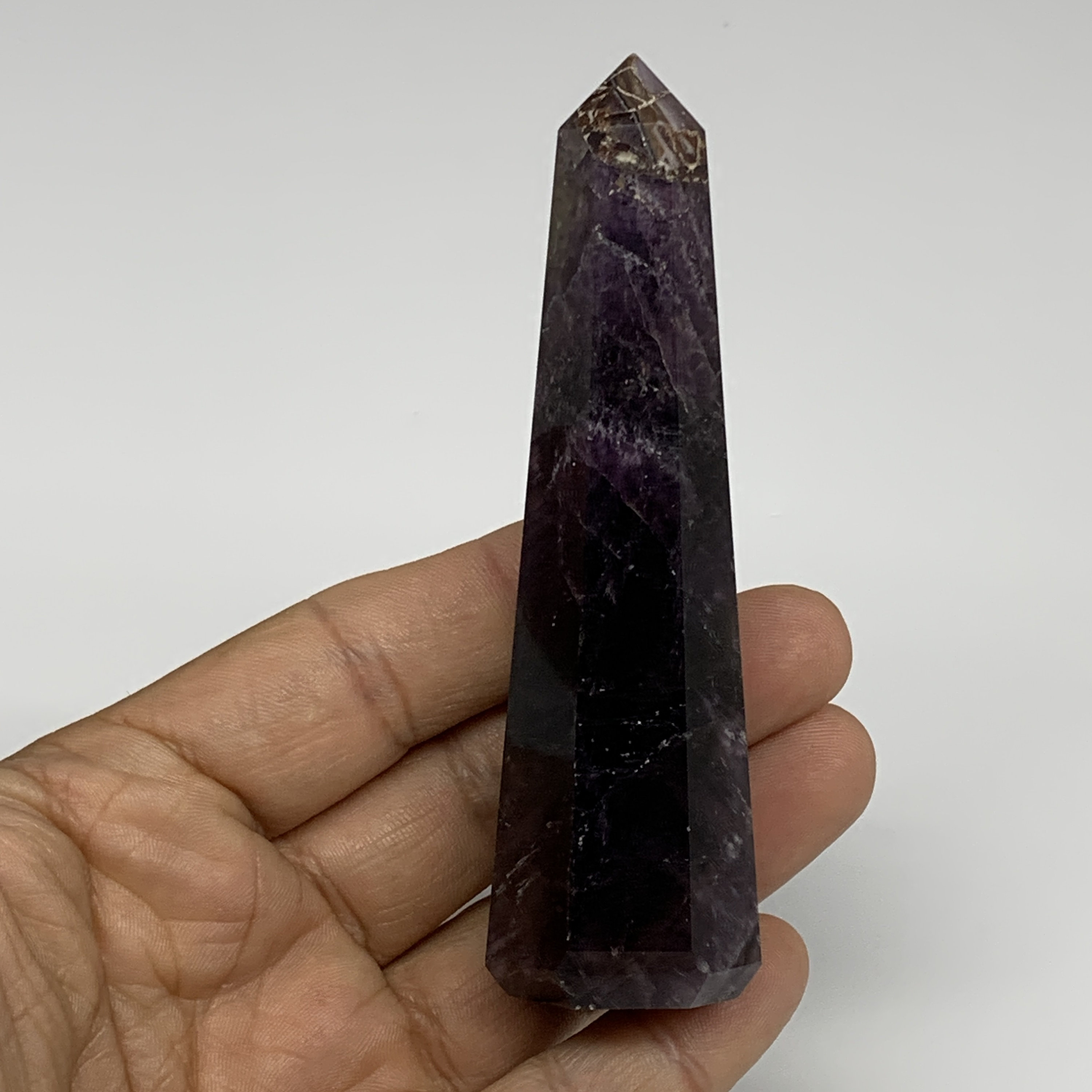 94.7 グラム、3.8"x1"x1.1"、天然未処理アメジスト タワー ポイント クリスタル、研磨済み、ホーム デコレーション、コレクター向け、ギフト アイデア、E02423