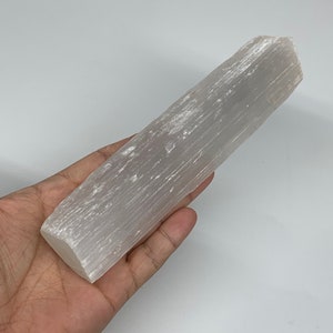 316g, 7.8&quot;x1.6&quot;x1.3&quot; Natural Rough Selenite Blade Wand Stick Healing Crystal, Minerals, Specimens, Healing Crystal,Rough Gemstone, E0185