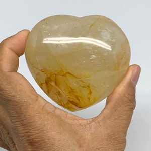 220.1 Grams, 2.7&quot;x2.9&quot;x1.2&quot;, Natural Yellow Healing Quartz Heart Crystal Polished Gemstone,Reiki Crystal, Charka, Collectible, E02380