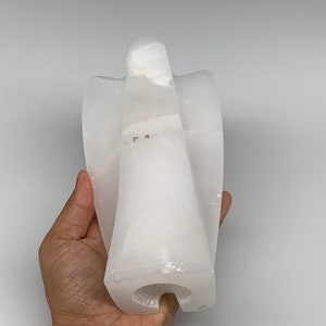 962 Grams, 7&quot; x 3.8&quot; x 2&quot;, Natural White Selenite Angel Lamp Cord & Bulb Included, Crystal Gemstone Mineral Polished, Home Decor,