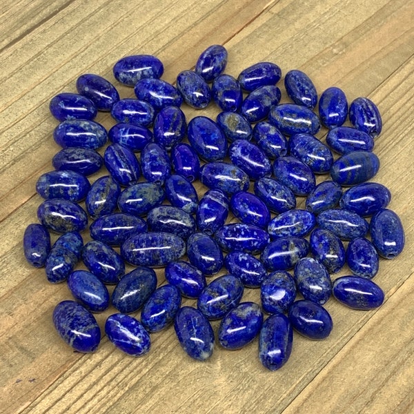 1 Bead, 1-3 grams, 12mm-18mm x 7mm-10mm, Drilled Natural Lapis Lazuli HandCut Polished Oval Melon Shaped